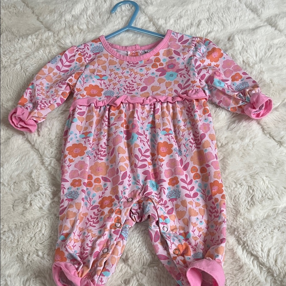 Jelly Beans Pink and Orange Floral Kids romper